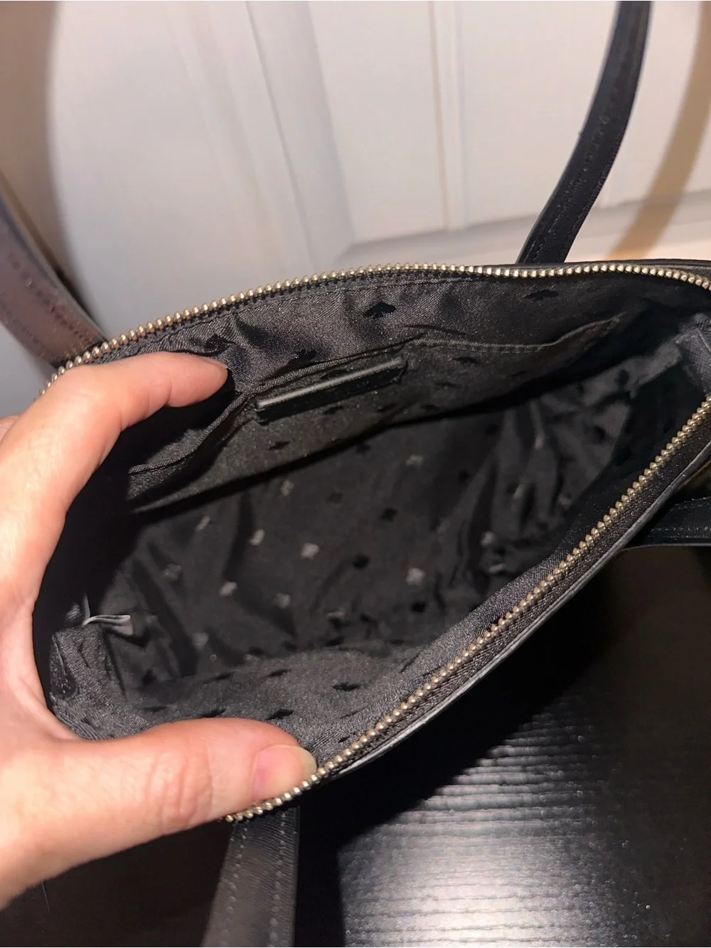 kate spade black glitter satchel with detachable strap